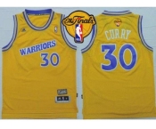 NBA Golden State Warrlors #30 Stephen Curry Gold Throwback The Finals Patch Stitched Jerseys