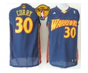 NBA Golden State Warrlors #30 Stephen Curry Navy Blue Throwback The Finals Patch Stitched Jerseys