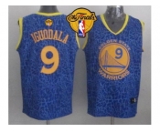 NBA Golden State Warrlors #9 Andre Iguodala Blue Crazy Light The Finals Patch Stitched Jerseys