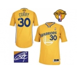 NBA Revolution 30 Golden State Warrlors #30 Stephen Curry Gold Autographed The Finals Patch Stitched Jerseys