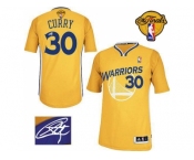 NBA Revolution 30 Golden State Warrlors #30 Stephen Curry Gold Autographed The Finals Patch Stitched Jerseys