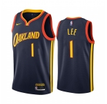 Nike Warriors #1 Damion Lee Navy NBA Swingman 2020-21 City Edition Jersey