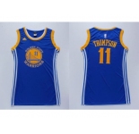 NBA Women Warriors #11 Klay Thompson Blue Dress Stitched Jerseys