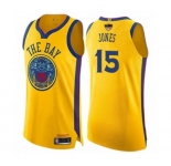 Women Golden State Warriors #15 Damian Jones Swingman Gold 2019 Basketball Finals Bound Basketball Jersey - City Edition