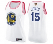 Women Golden State Warriors #15 Damian Jones Swingman White Pink Fashion 2019 Basketball Finals Bound Basketball Jersey