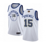 Women Golden State Warriors #15 Latrell Sprewell Authentic White Hardwood Classics 2019 Basketball Finals Bound Basketball Jersey