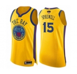 Women Golden State Warriors #15 Latrell Sprewell Swingman Gold 2019 Basketball Finals Bound Basketball Jersey - City Edition