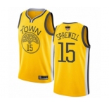 Women Golden State Warriors #15 Latrell Sprewell Yellow Swingman 2019 Basketball Finals Bound Jersey - Earned Edition