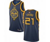 Women Golden State Warriors #21 Jonas Jerebko Swingman Navy Blue Basketball 2019 Basketball Finals Bound Jersey - City Edition