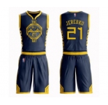 Women Golden State Warriors #21 Jonas Jerebko Swingman Navy Blue Basketball Suit Jersey - City Edition