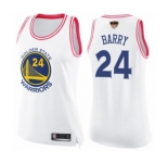 Women Golden State Warriors #24 Rick Barry Swingman White Pink Fashion 2019 Basketball Finals Bound Basketball Jersey