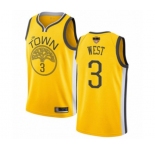 Women Golden State Warriors #3 David West Yellow Swingman 2019 Basketball Finals Bound Jersey - Earned Edition