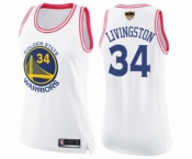 Women Golden State Warriors #34 Shaun Livingston Swingman White Pink Fashion 2019 Basketball Finals Bound Basketball Jersey