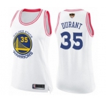 Women Golden State Warriors #35 Kevin Durant Swingman White Pink Fashion 2019 Basketball Finals Bound Basketball Jersey