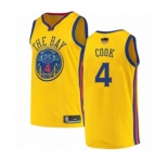 Women Golden State Warriors #4 Quinn Cook Swingman Gold Basketball 2019 Basketball Finals Bound Jersey - City Edition