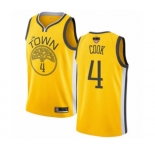 Women Golden State Warriors #4 Quinn Cook Yellow Swingman 2019 Basketball Finals Bound Jersey - Earned Edition