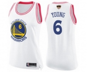 Women Golden State Warriors #6 Nick Young Swingman White Pink Fashion 2019 Basketball Finals Bound Basketball Jersey