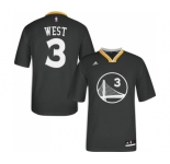 Women's Adidas Golden State Warriors #3 David West Authentic Black Alternate NBA Jersey