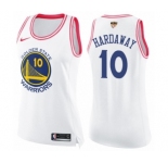 Women's Nike Golden State Warriors #10 Tim Hardaway Swingman WhitePink Fashion 2018 NBA Finals Bound NBA Jersey