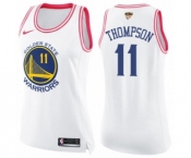 Women's Nike Golden State Warriors #11 Klay Thompson Swingman WhitePink Fashion 2018 NBA Finals Bound NBA Jersey