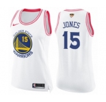 Women's Nike Golden State Warriors #15 Damian Jones Swingman WhitePink Fashion 2018 NBA Finals Bound NBA Jersey