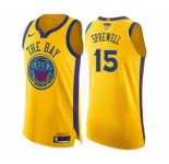 Women's Nike Golden State Warriors #15 Latrell Sprewell Swingman Gold 2018 NBA Finals Bound NBA Jersey - City Edition