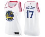 Women's Nike Golden State Warriors #17 Chris Mullin Swingman WhitePink Fashion NBA Jersey