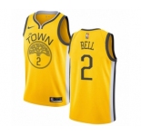 Women's Nike Golden State Warriors #2 Jordan Bell Yellow Swingman Jersey - Earned Edition