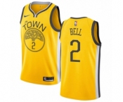 Women's Nike Golden State Warriors #2 Jordan Bell Yellow Swingman Jersey - Earned Edition