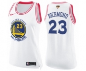 Women's Nike Golden State Warriors #23 Mitch Richmond Swingman WhitePink Fashion 2018 NBA Finals Bound NBA Jersey