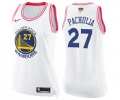 Women's Nike Golden State Warriors #27 Zaza Pachulia Swingman WhitePink Fashion 2018 NBA Finals Bound NBA Jersey