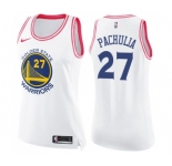 Women's Nike Golden State Warriors #27 Zaza Pachulia Swingman WhitePink Fashion NBA Jersey