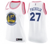 Women's Nike Golden State Warriors #27 Zaza Pachulia Swingman WhitePink Fashion NBA Jersey