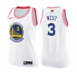 Women's Nike Golden State Warriors #3 David West Swingman WhitePink Fashion 2018 NBA Finals Bound NBA Jersey
