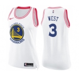 Women's Nike Golden State Warriors #3 David West Swingman WhitePink Fashion NBA Jersey
