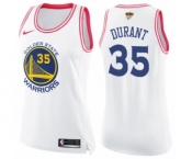 Women's Nike Golden State Warriors #35 Kevin Durant Swingman WhitePink Fashion 2018 NBA Finals Bound NBA Jersey