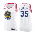 Women's Nike Golden State Warriors #35 Kevin Durant Swingman WhitePink Fashion NBA Jersey