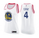 Women's Nike Golden State Warriors #4 Quinn Cook Swingman White Pink Fashion NBA Jersey