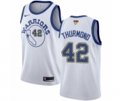 Women's Nike Golden State Warriors #42 Nate Thurmond Authentic White Hardwood Classics 2018 NBA Finals Bound NBA Jersey