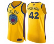 Women's Nike Golden State Warriors #42 Nate Thurmond Swingman Gold 2018 NBA Finals Bound NBA Jersey - City Edition