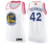 Women's Nike Golden State Warriors #42 Nate Thurmond Swingman WhitePink Fashion 2018 NBA Finals Bound NBA Jersey