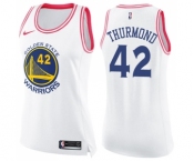 Women's Nike Golden State Warriors #42 Nate Thurmond Swingman WhitePink Fashion NBA Jersey