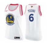Women's Nike Golden State Warriors #6 Nick Young Swingman WhitePink Fashion 2018 NBA Finals Bound NBA Jersey