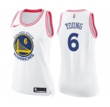 Women's Nike Golden State Warriors #6 Nick Young Swingman WhitePink Fashion NBA Jersey