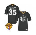 Youth Adidas Golden State Warriors #35 Kevin Durant Swingman Black Alternate 2017 The Finals Patch NBA Jersey