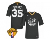 Youth Adidas Golden State Warriors #35 Kevin Durant Swingman Black Alternate 2017 The Finals Patch NBA Jersey