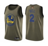 Youth Golden State Warriors #2 Jordan Bell Swingman Green Salute to Service 2019 Basketball Finals Bound Basketball Jersey
