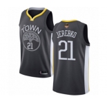 Youth Golden State Warriors #21 Jonas Jerebko Swingman Black Basketball 2019 Basketball Finals Bound Jersey - Statement Edition