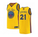 Youth Golden State Warriors #21 Jonas Jerebko Swingman Gold Basketball 2019 Basketball Finals Bound Jersey - City Edition