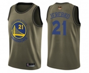 Youth Golden State Warriors #21 Jonas Jerebko Swingman Green Salute to Service Basketball 2019 Basketball Finals Bound Jersey